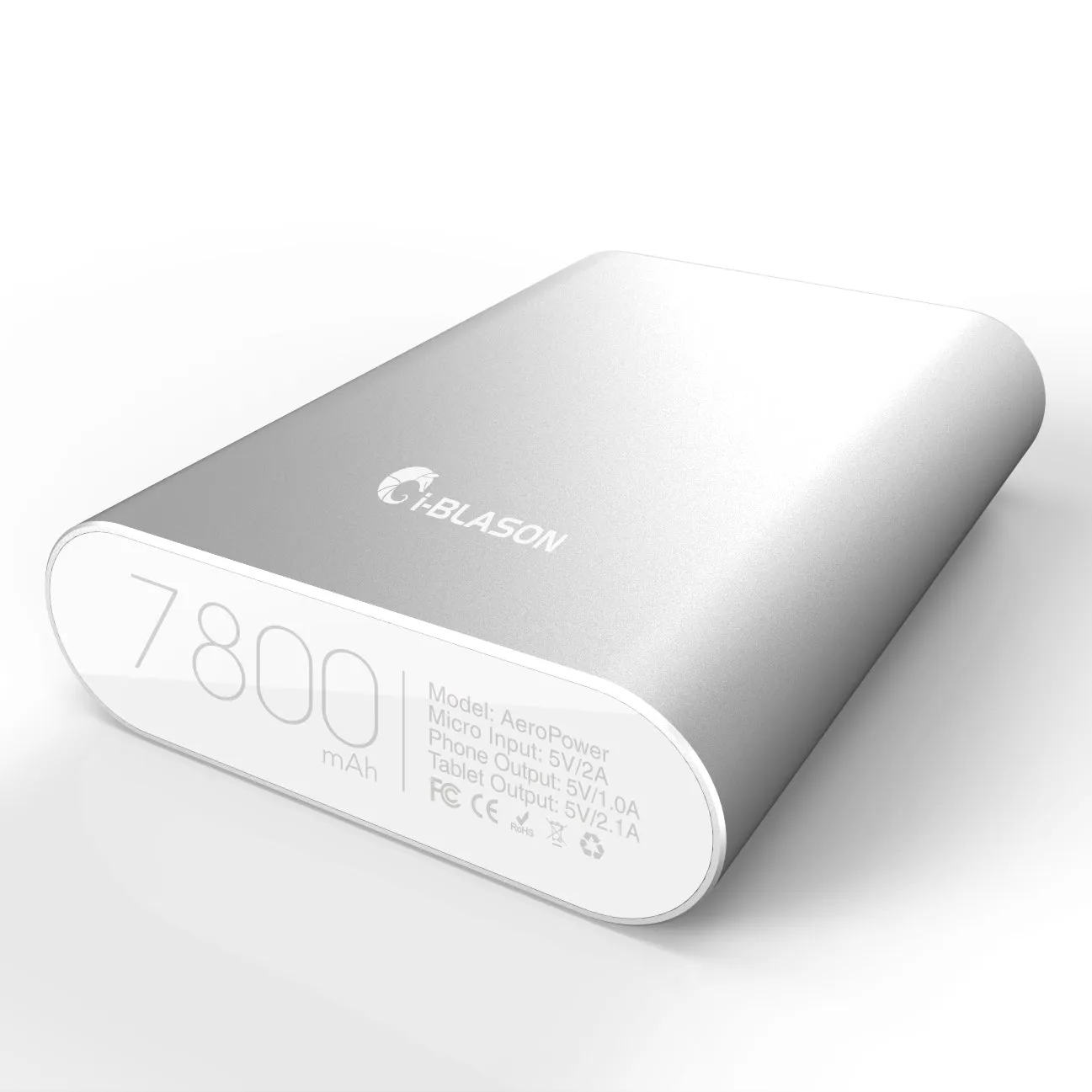 Aero 7800 mAh Dual Port Compact External Battery Portable USB Powerbank-Silver