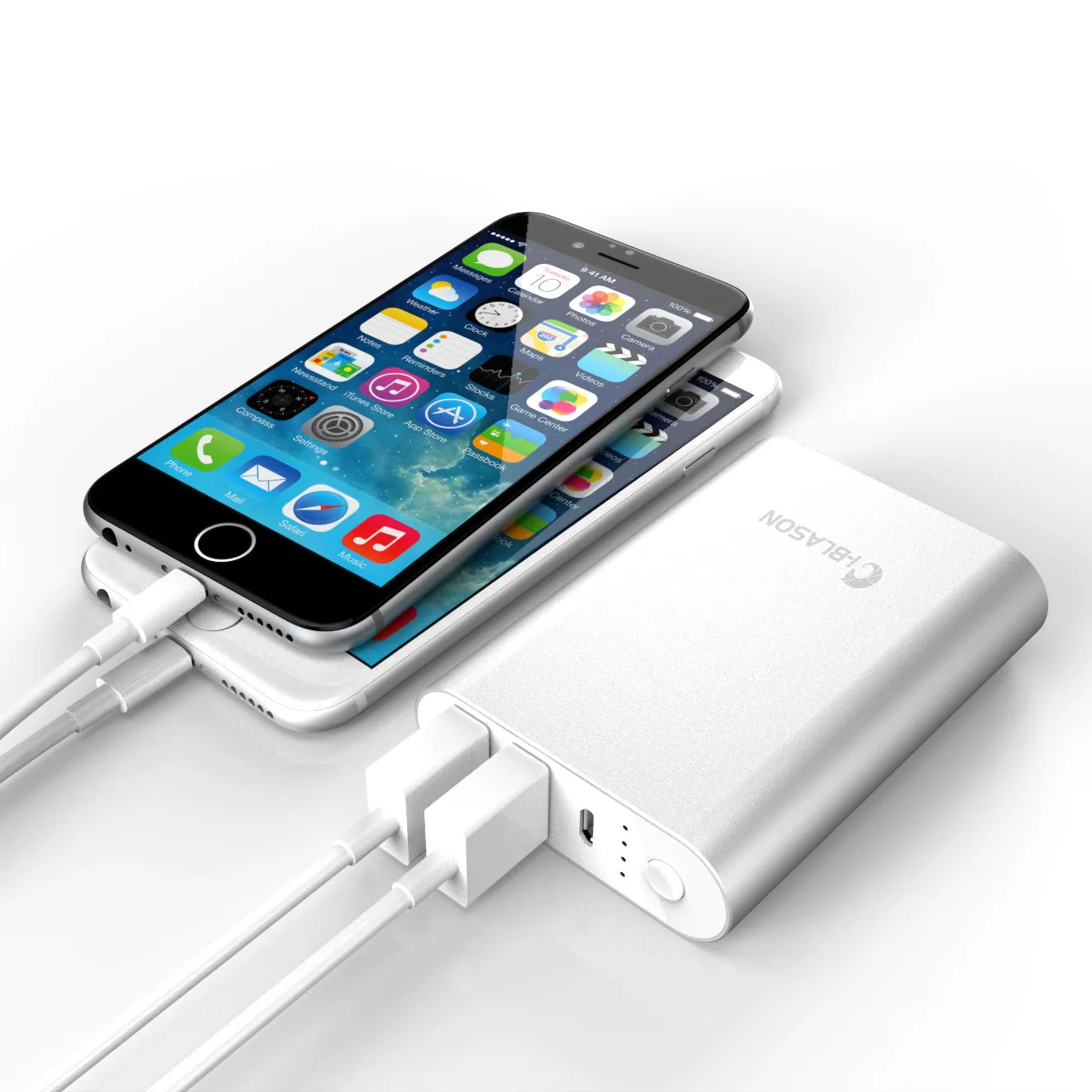 Aero 7800 mAh Dual Port Compact External Battery Portable USB Powerbank-Silver