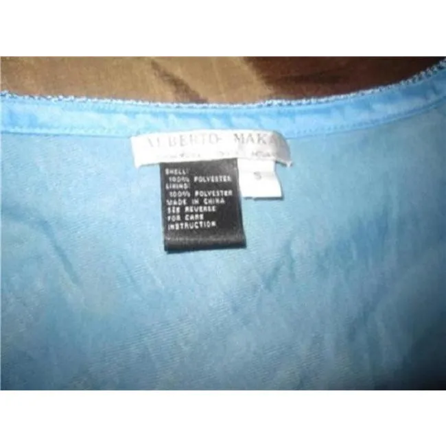 Alberto Makali Iridescent Sequins In Blues Back Sheer Vintage Top