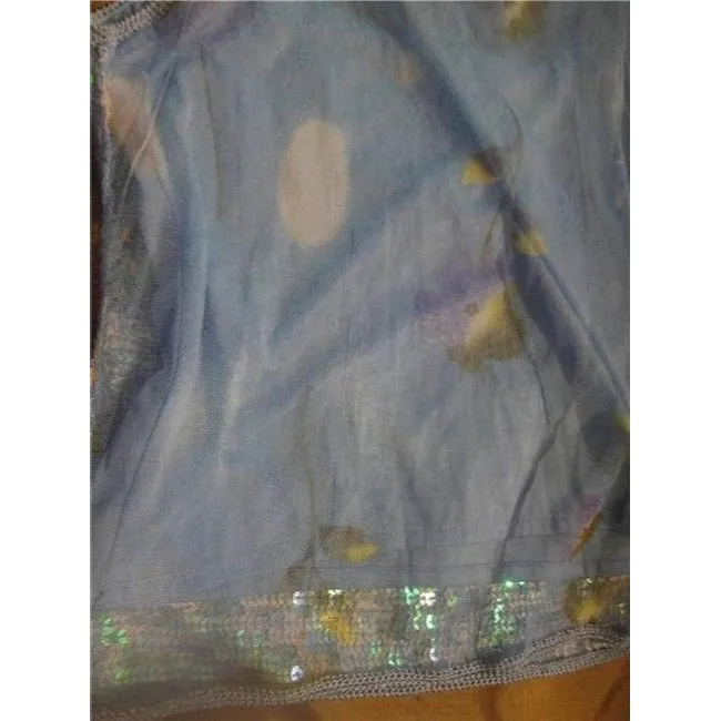 Alberto Makali Iridescent Sequins In Blues Back Sheer Vintage Top