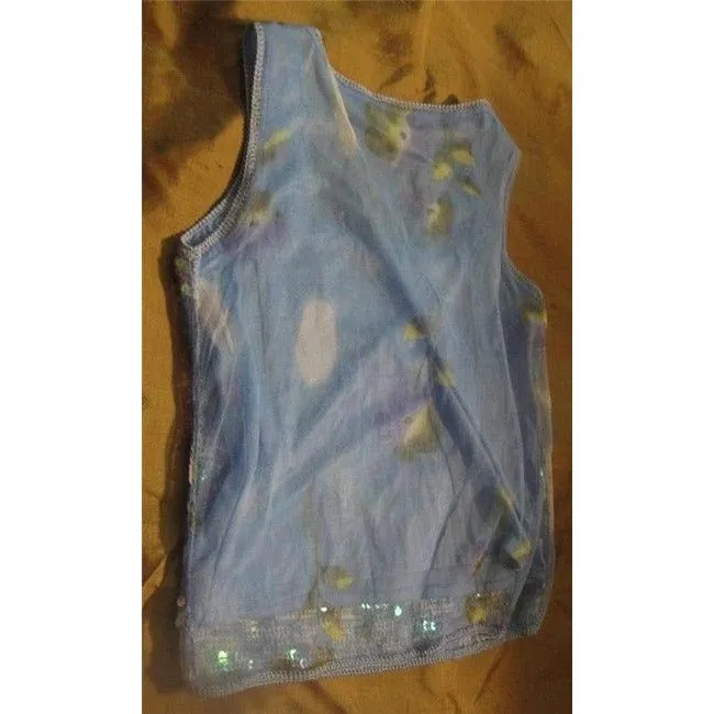 Alberto Makali Iridescent Sequins In Blues Back Sheer Vintage Top