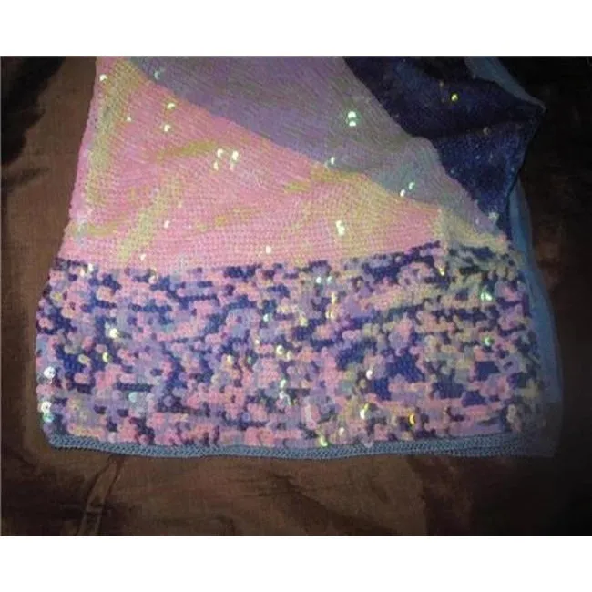 Alberto Makali Iridescent Sequins In Blues Back Sheer Vintage Top