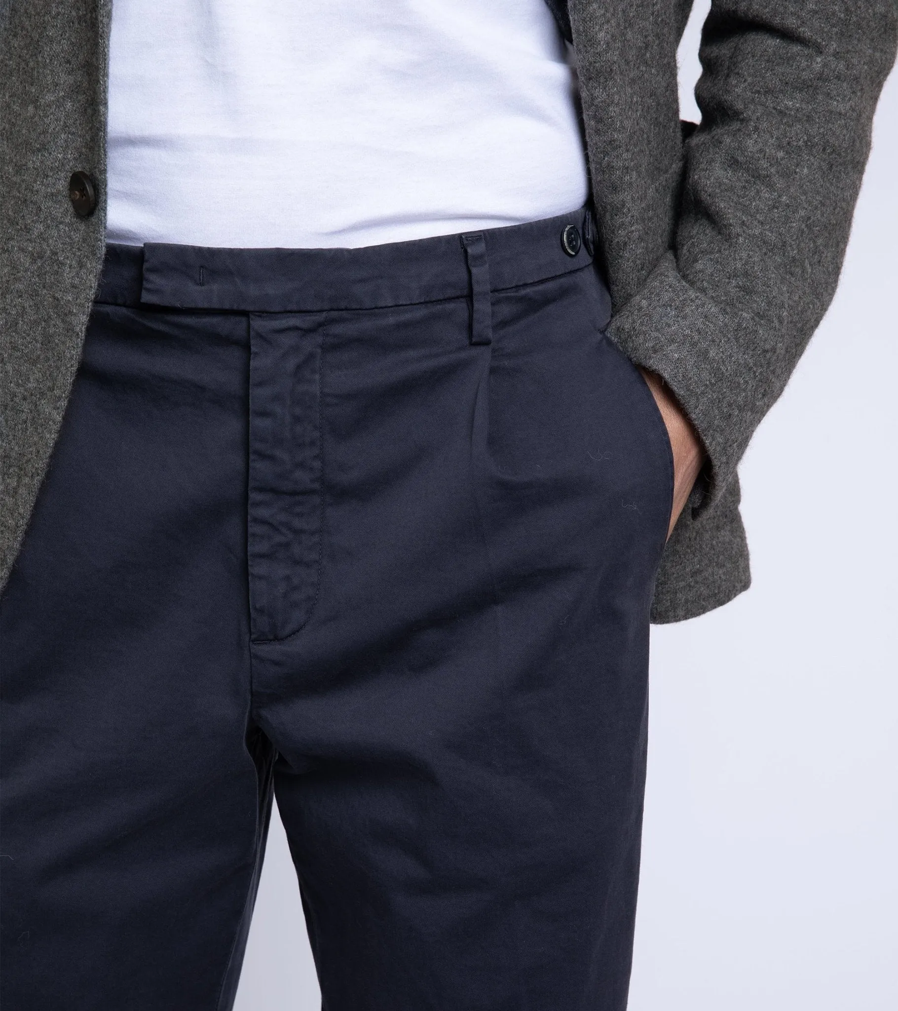 Navy Barena Masco Stino Cotton Trousers