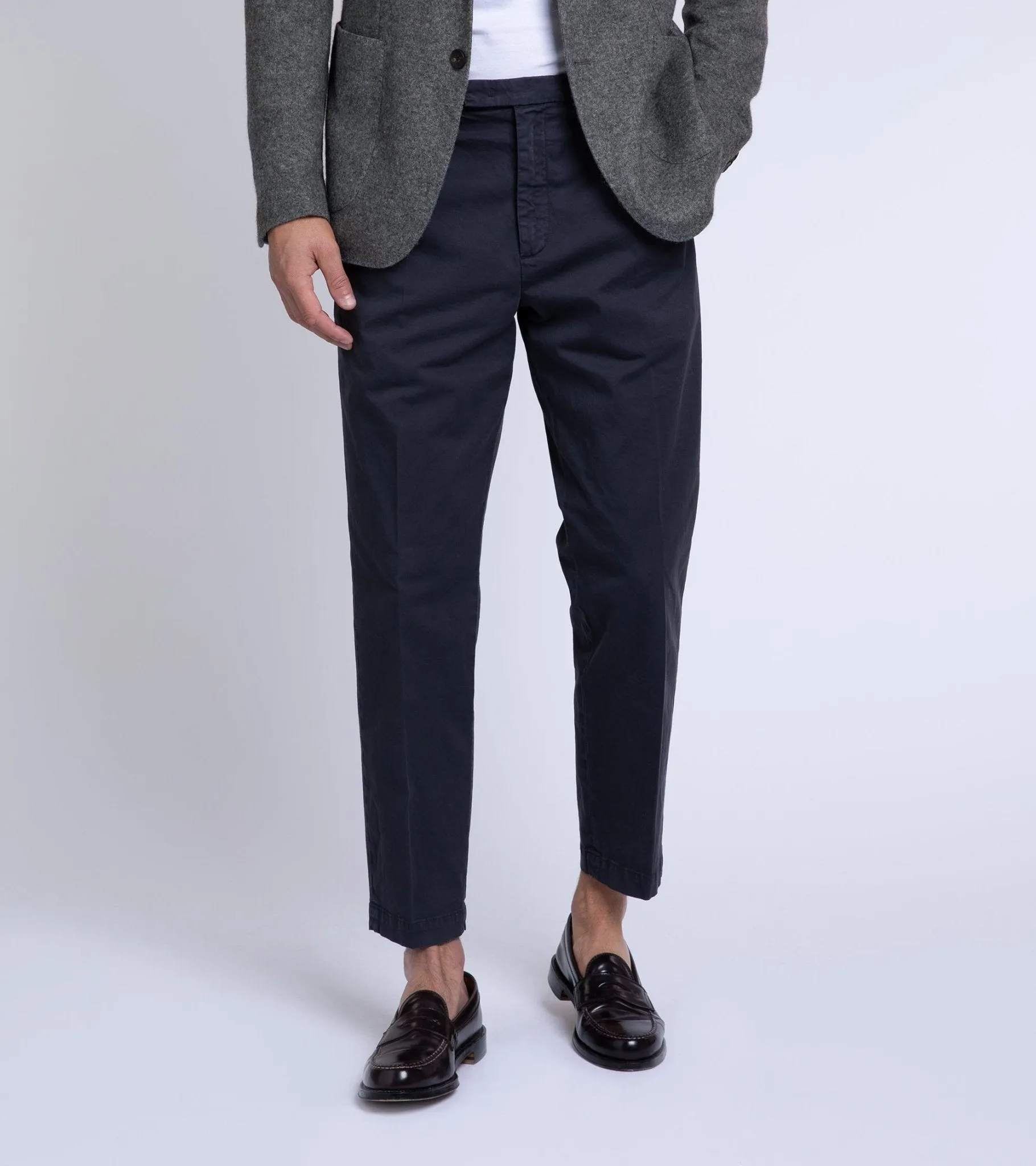 Navy Barena Masco Stino Cotton Trousers