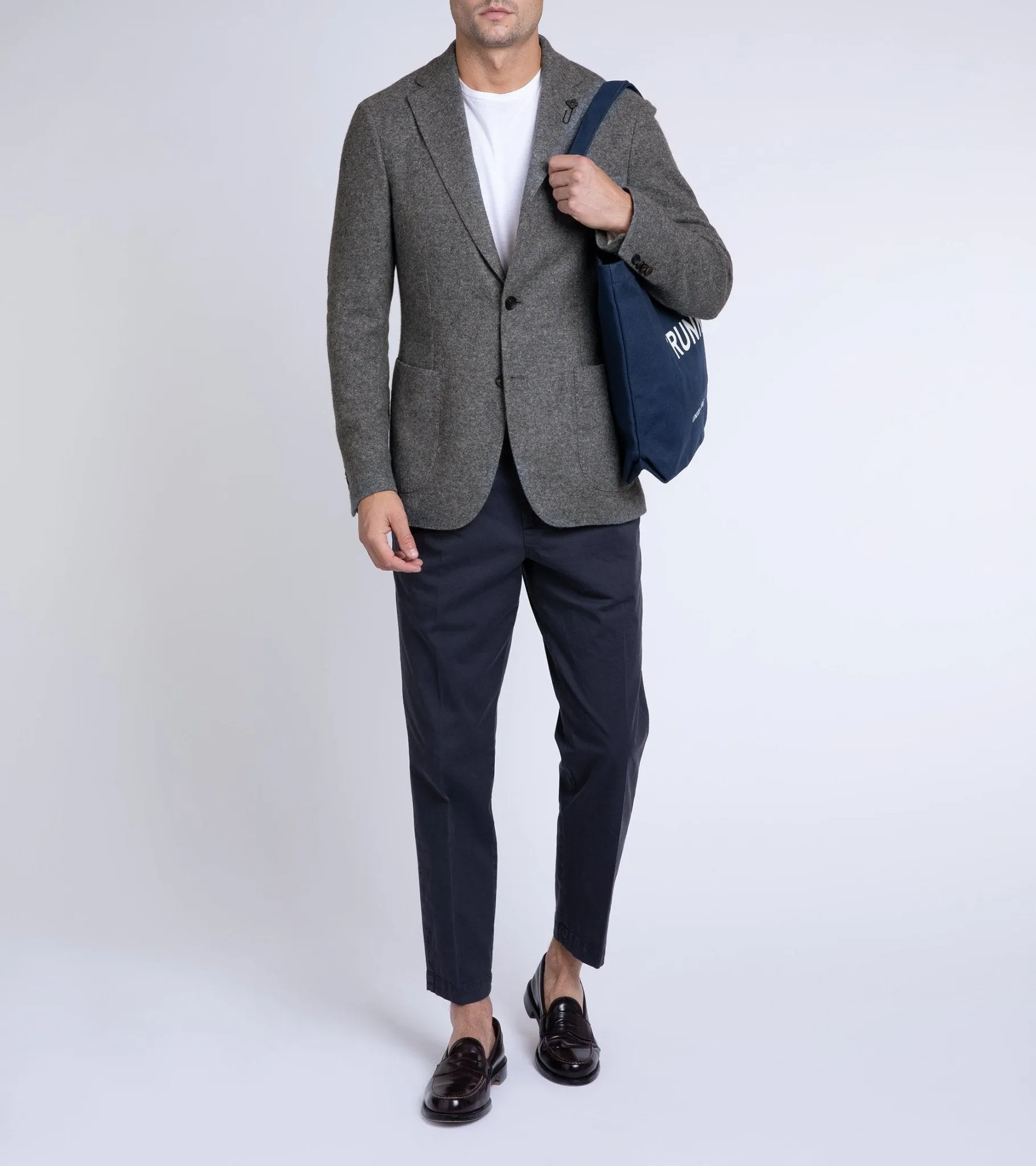 Navy Barena Masco Stino Cotton Trousers