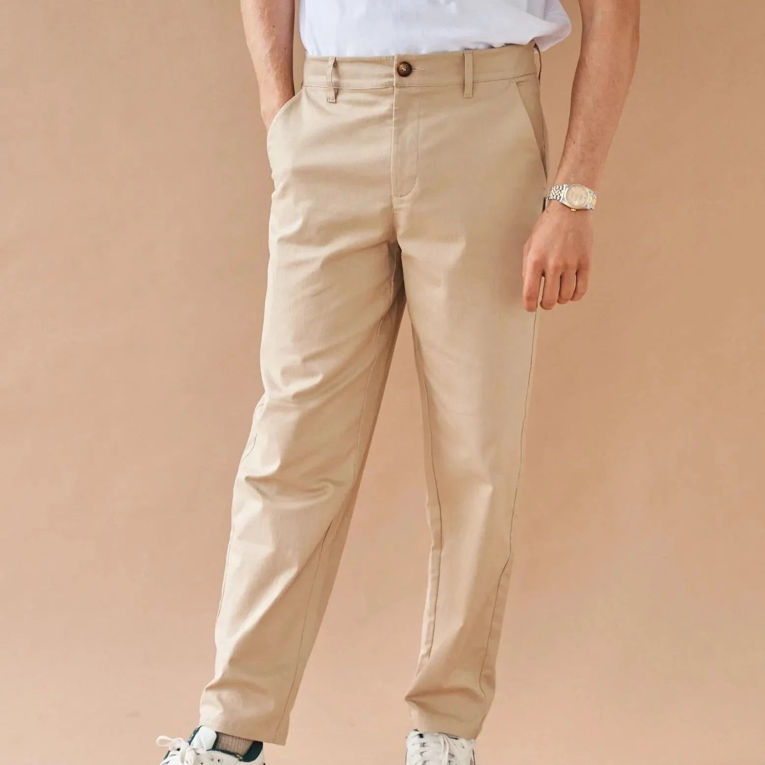 bound 'Beige Twill' Straight Trouser