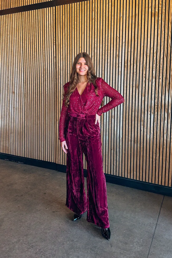 BuddyLove Maroon Velvet Pants | FINAL SALE
