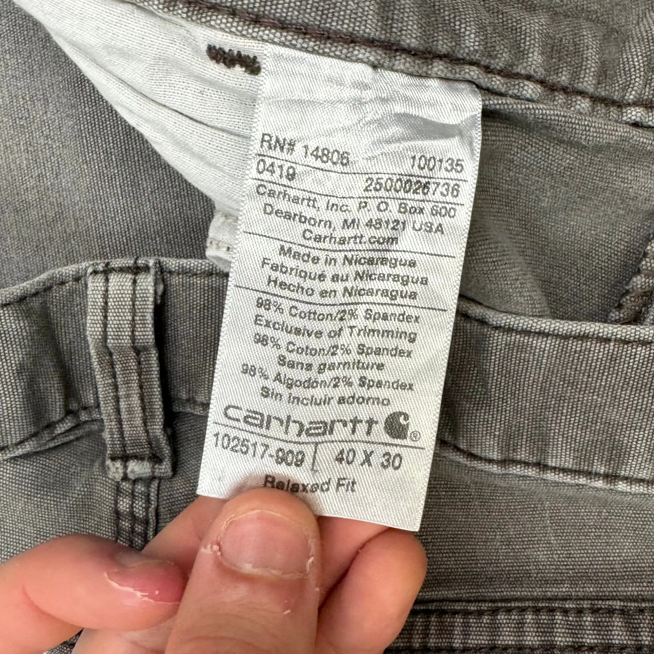 Carhartt Relaxed Fit Workwear Trousers Grey