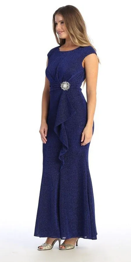 Celavie 6514-L Long Cap Sleeve Dress with Ruffle