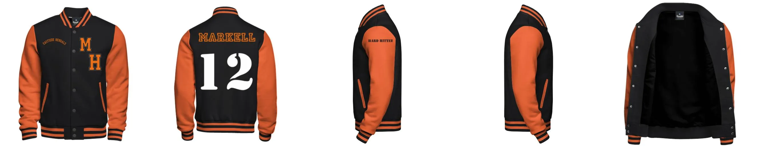 Cotton Fleece Varsity Jacket With Black Satin Lining