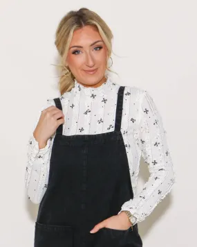 Cream Fitted Bow Top