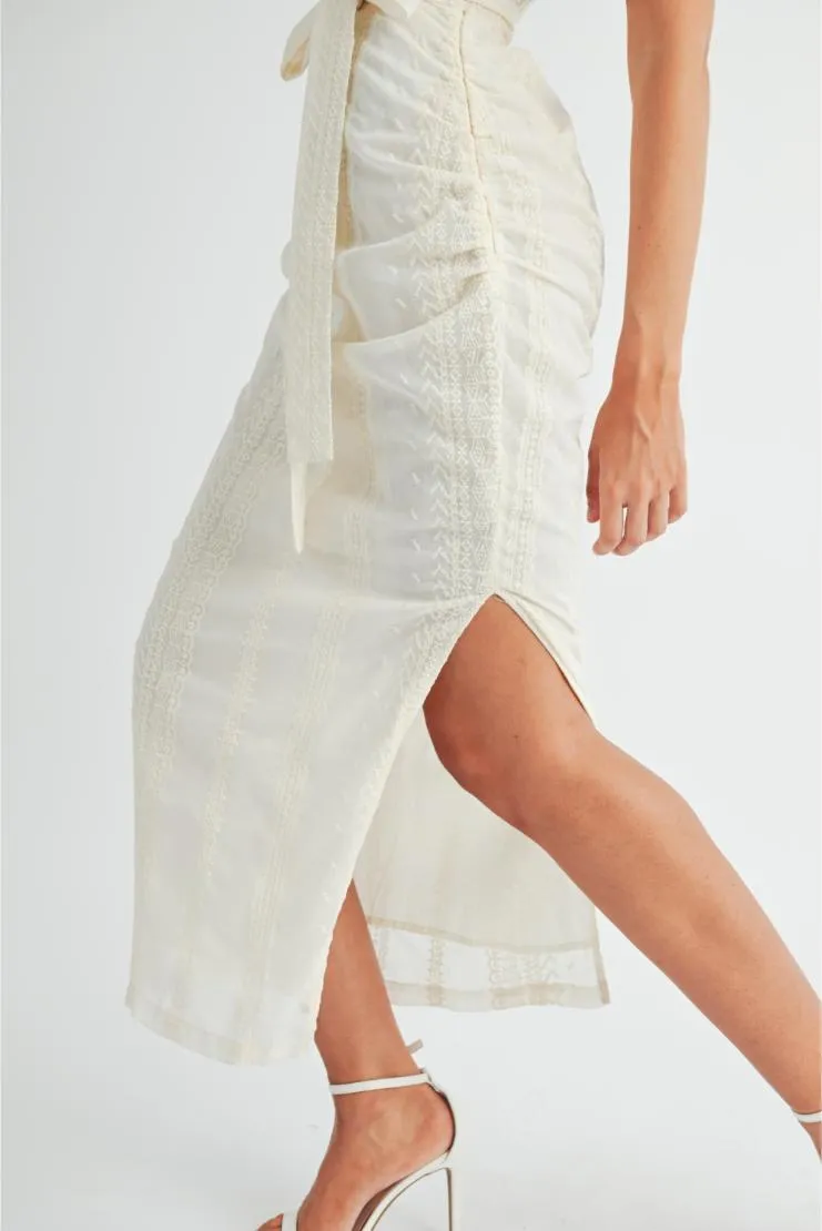 Destiny Embroidered Button Up Midi Dress