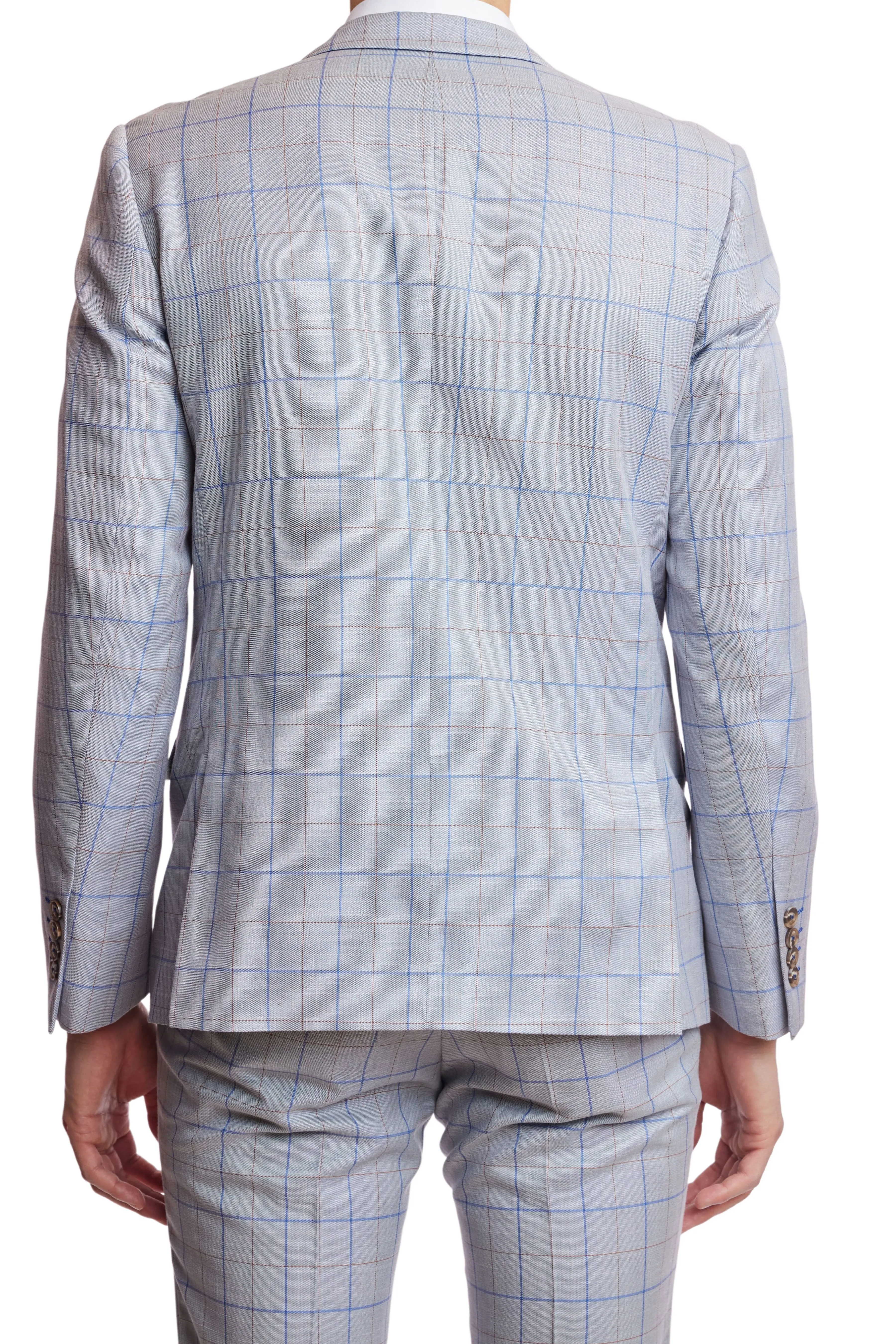 Dover Notch Jacket - slim - Lt Grey & Royal Check