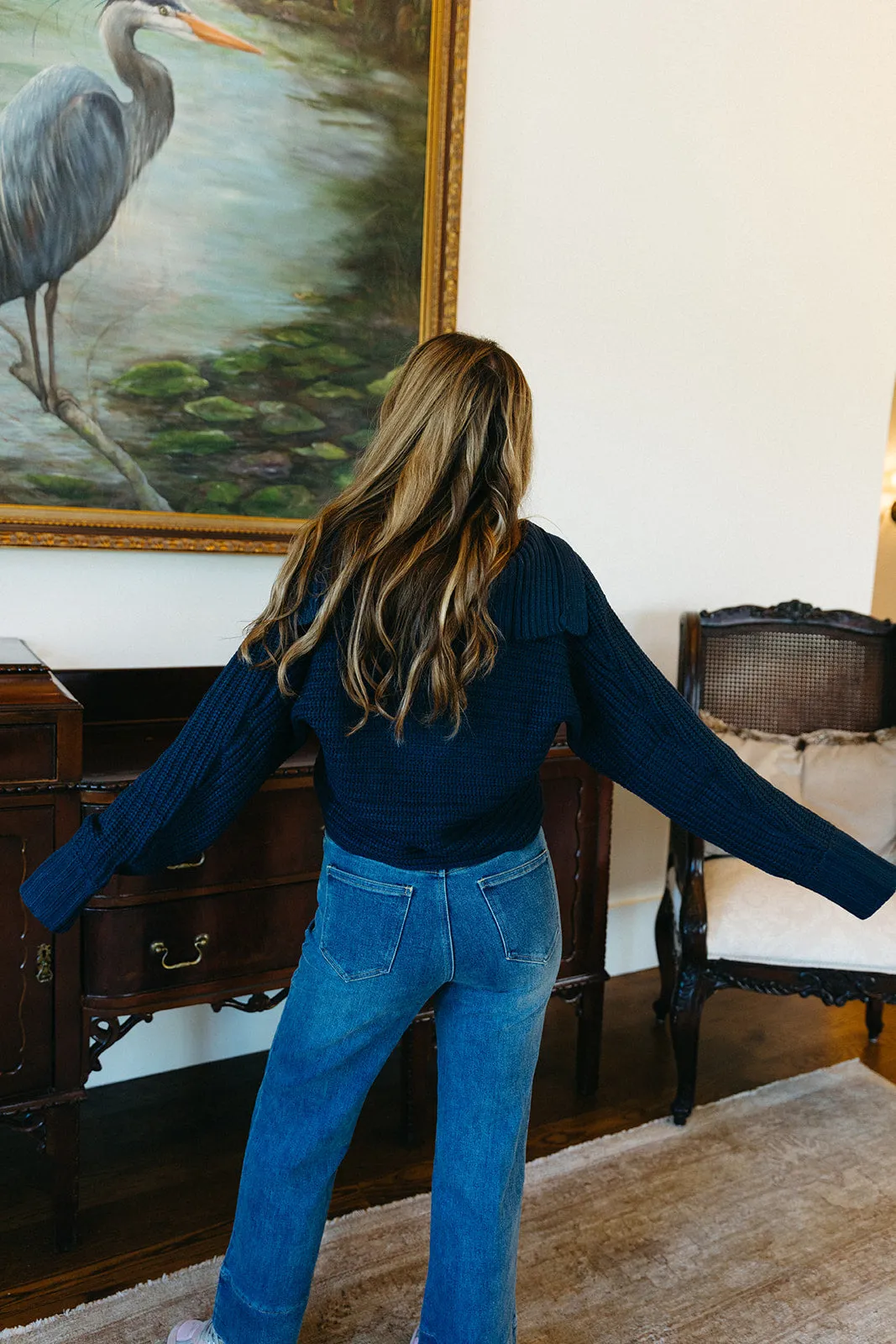 Drama Collared Sweater - Navy