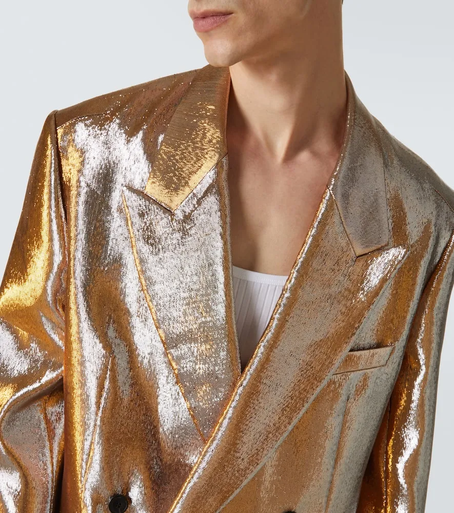 Dries Van Noten Double-breasted metallic blazer