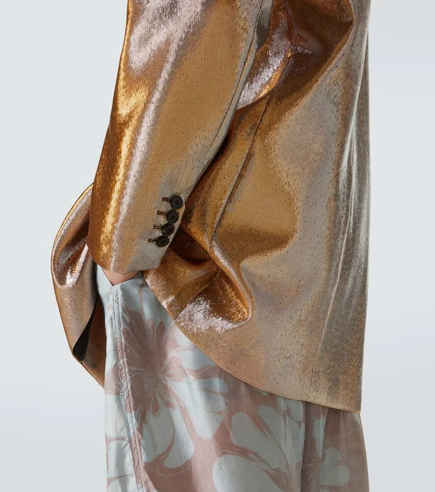 Dries Van Noten Double-breasted metallic blazer