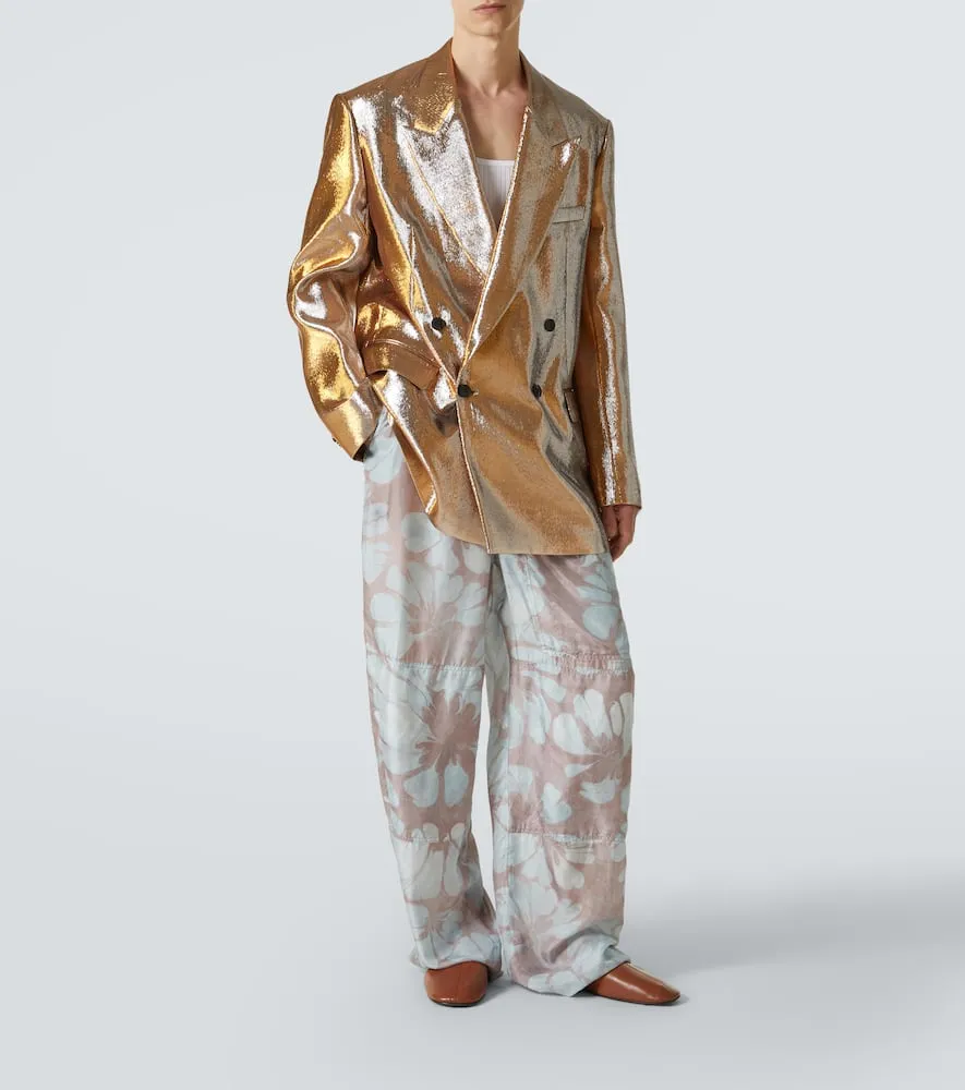 Dries Van Noten Double-breasted metallic blazer
