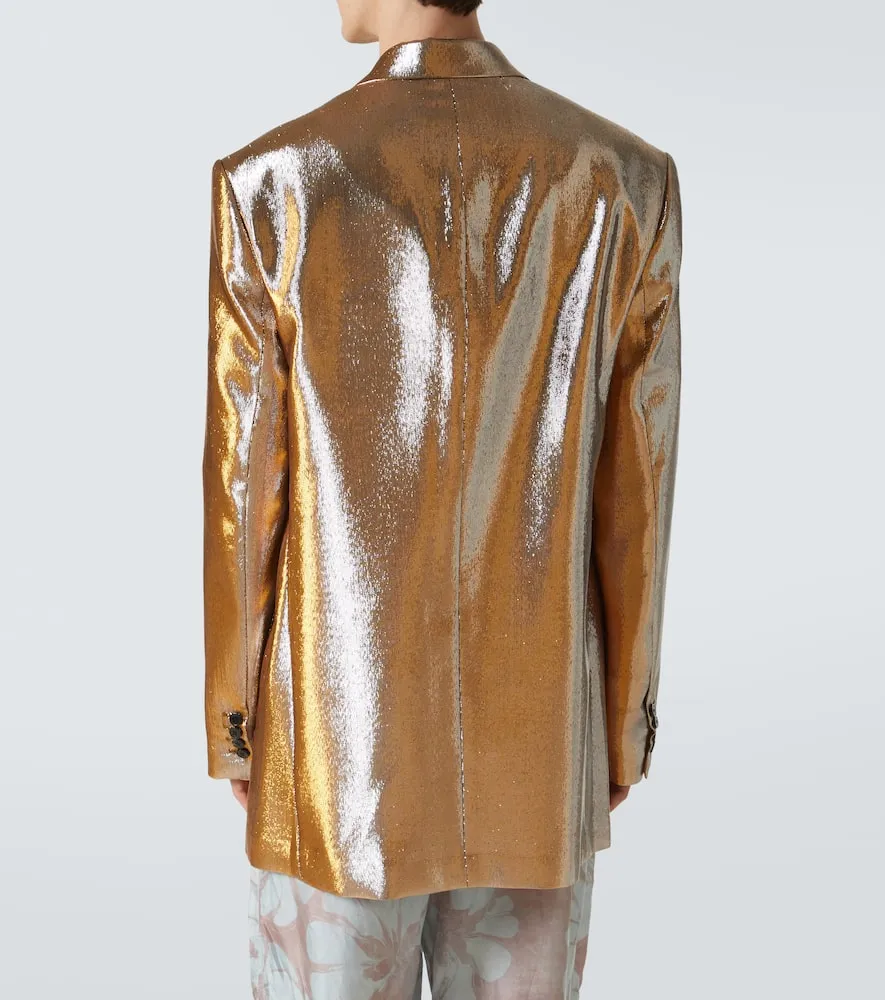 Dries Van Noten Double-breasted metallic blazer