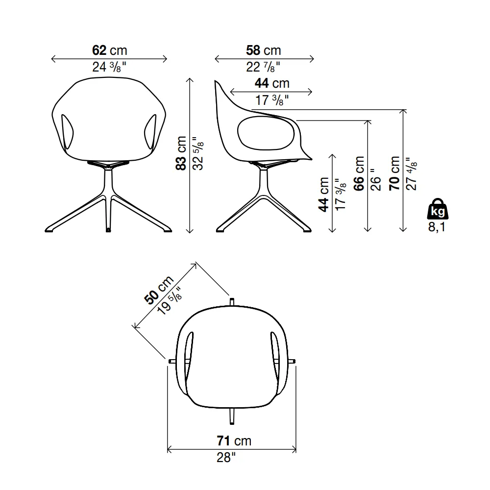 ELEPHANT Swivel Trestle Chair - Polyurethane Seat