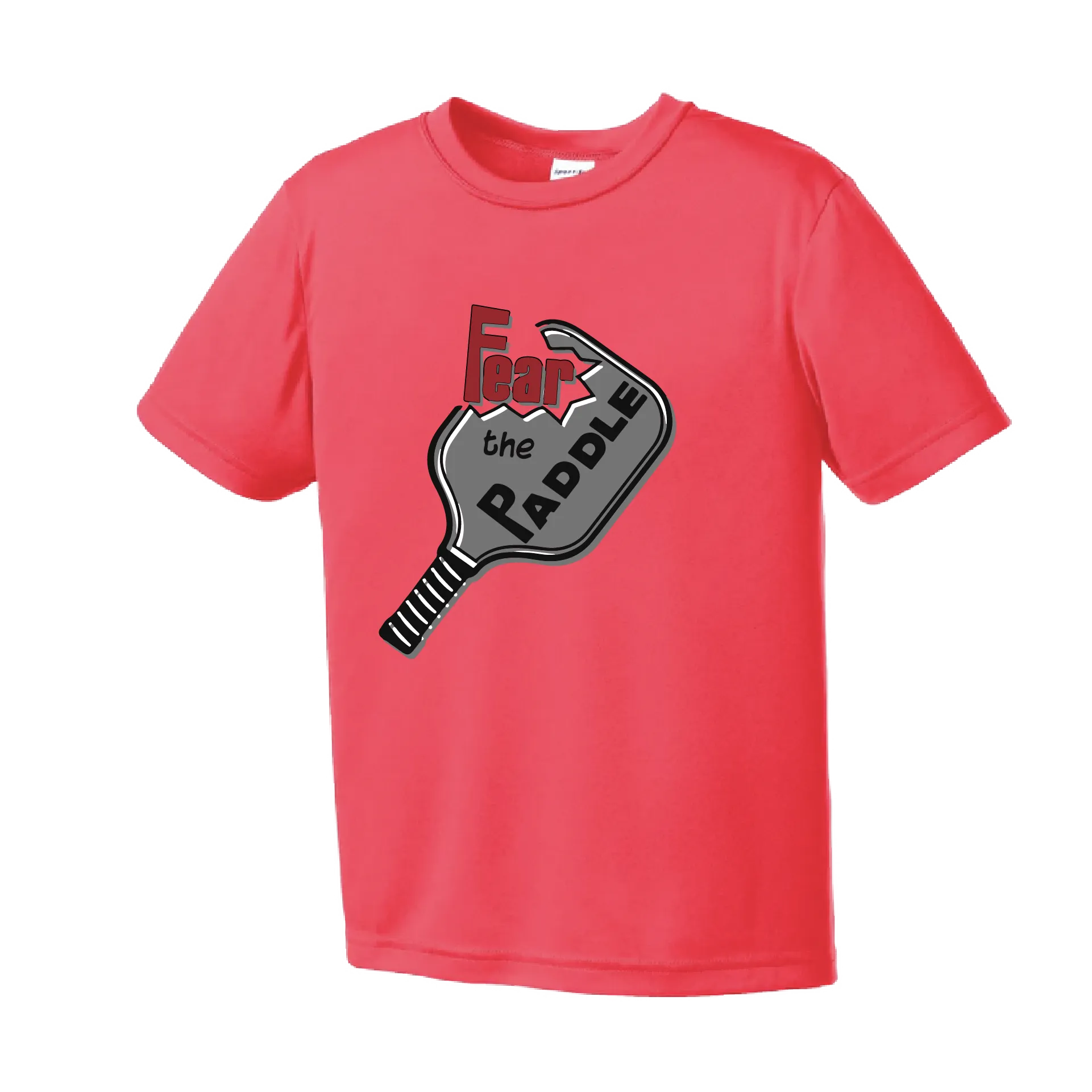 Fear The Pickleball Paddle | Youth Short Sleeve Athletic Shirt | 100% Polyester