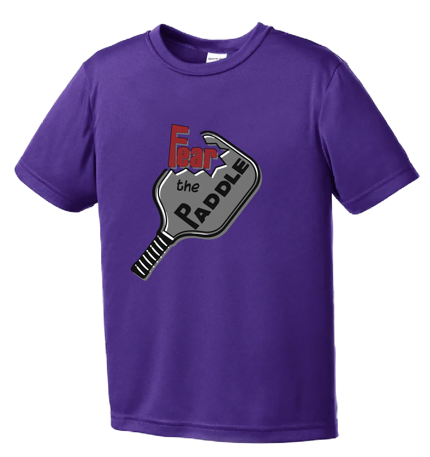 Fear The Pickleball Paddle | Youth Short Sleeve Athletic Shirt | 100% Polyester