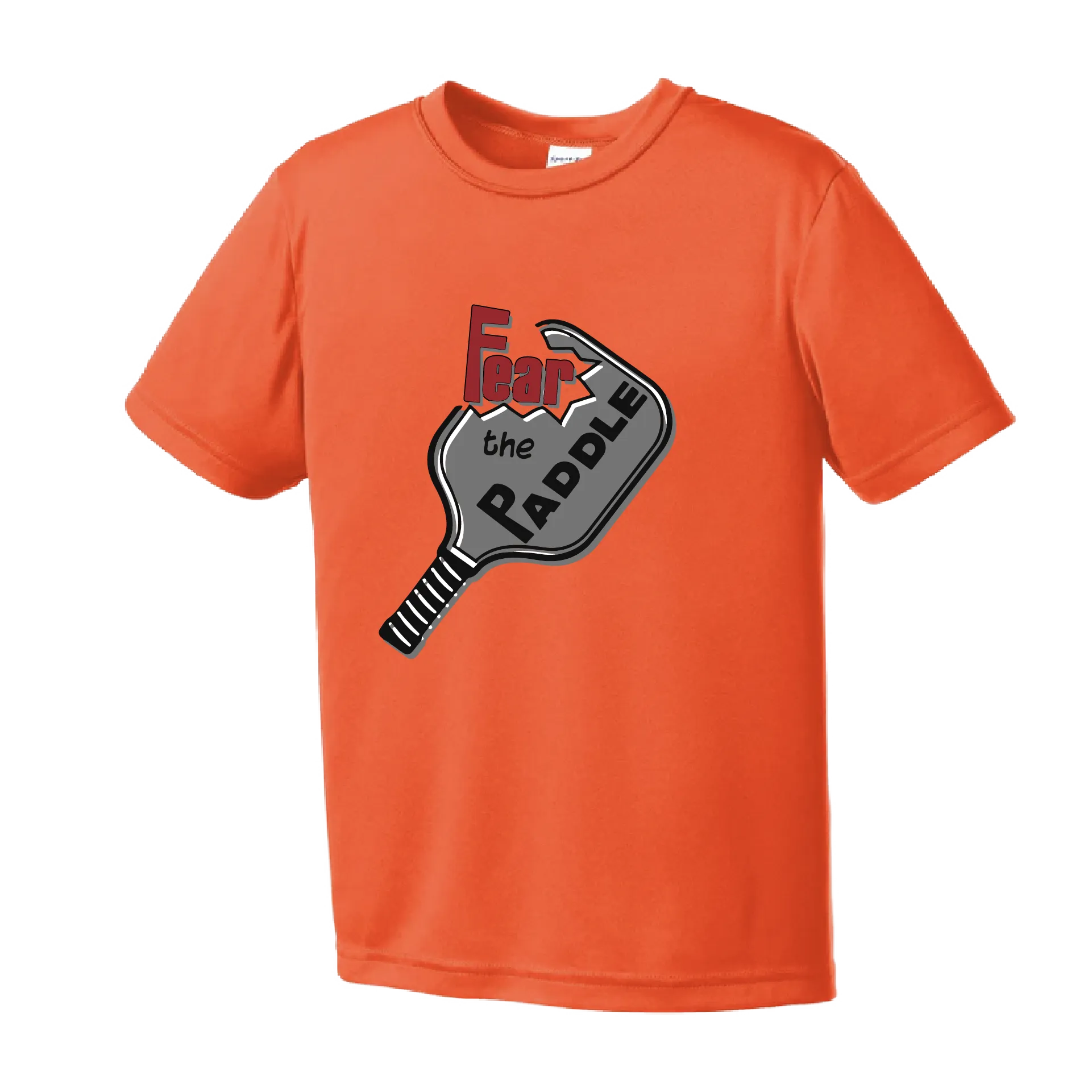 Fear The Pickleball Paddle | Youth Short Sleeve Athletic Shirt | 100% Polyester