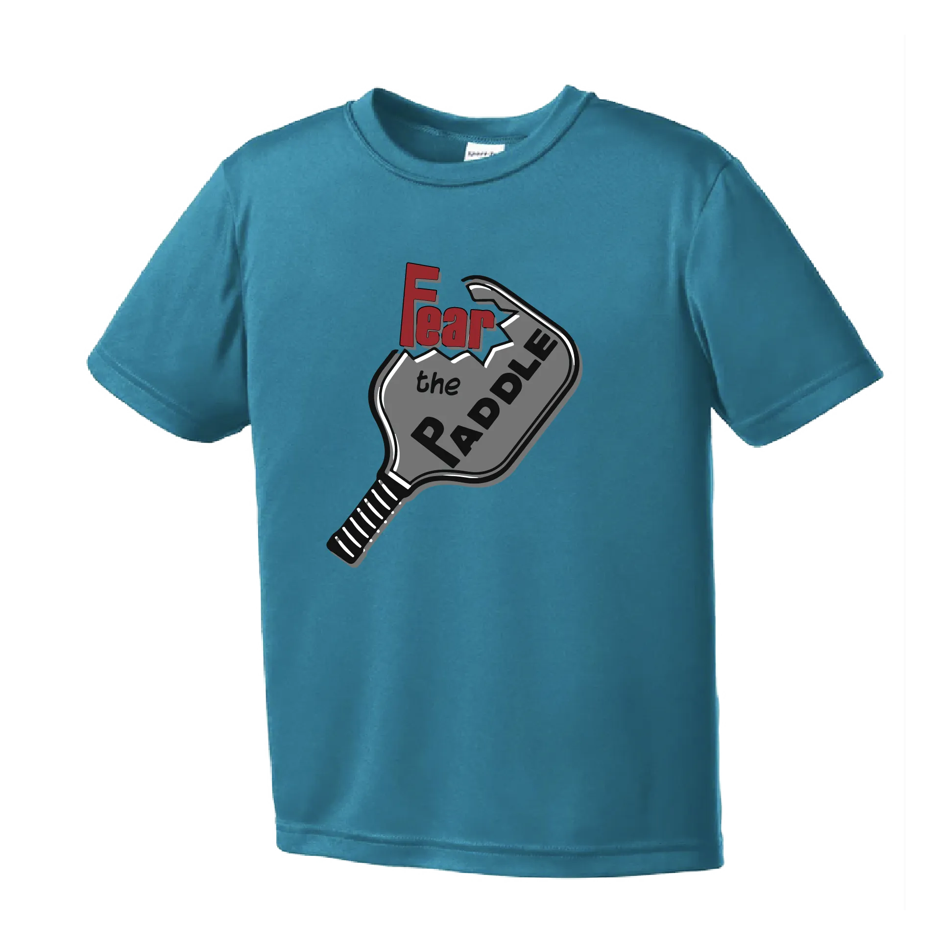 Fear The Pickleball Paddle | Youth Short Sleeve Athletic Shirt | 100% Polyester