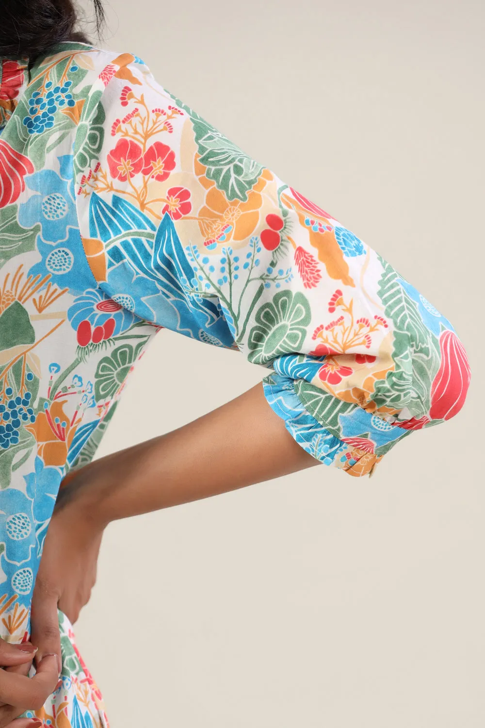 Floral Jaal on Collared Palazzo Set