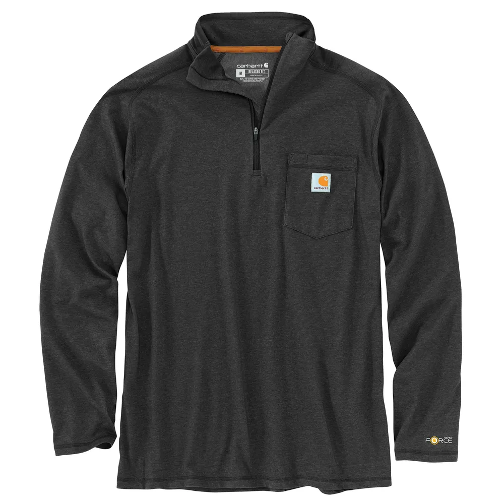 Force Relaxed Fit Midweight Long-Sleeve Quarter-Zip Mock-Neck T-Shirt - CRH-Carbon Heather | Carhartt 106660