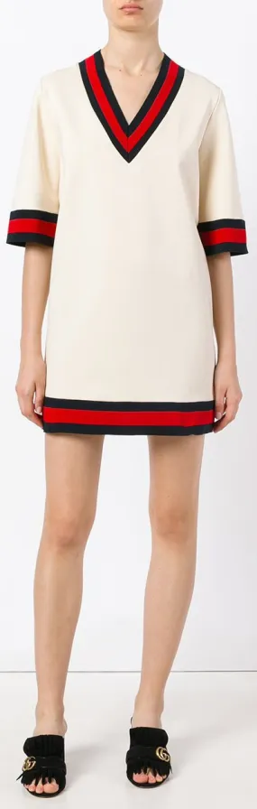 'GG Web Cricket' Dress, White