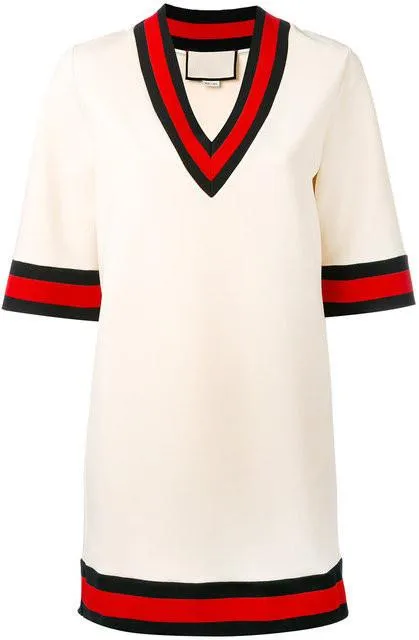 'GG Web Cricket' Dress, White
