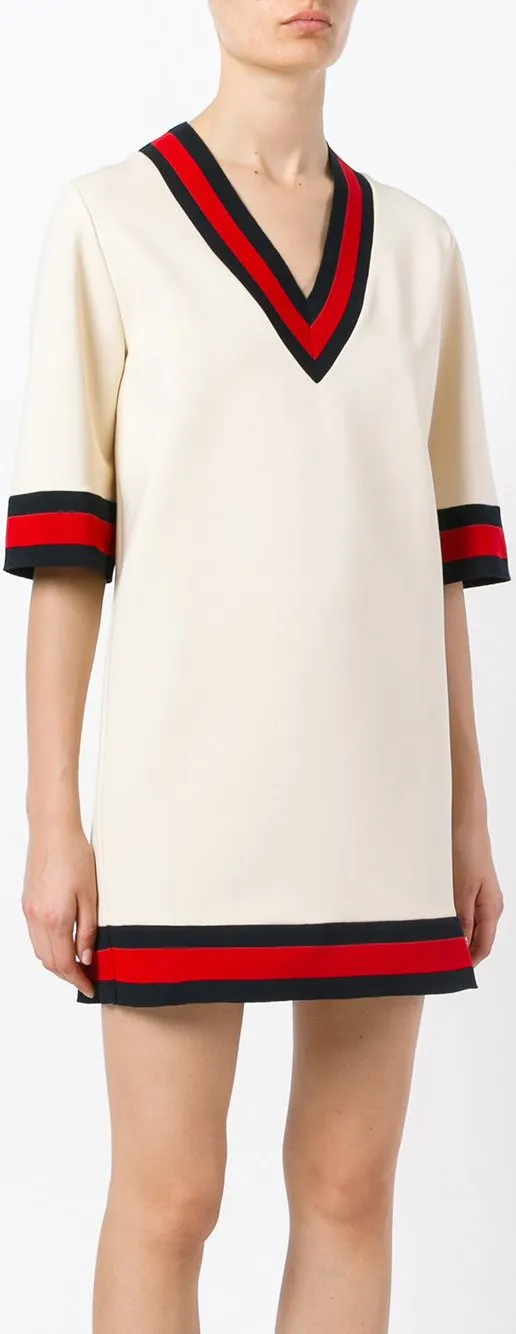 'GG Web Cricket' Dress, White