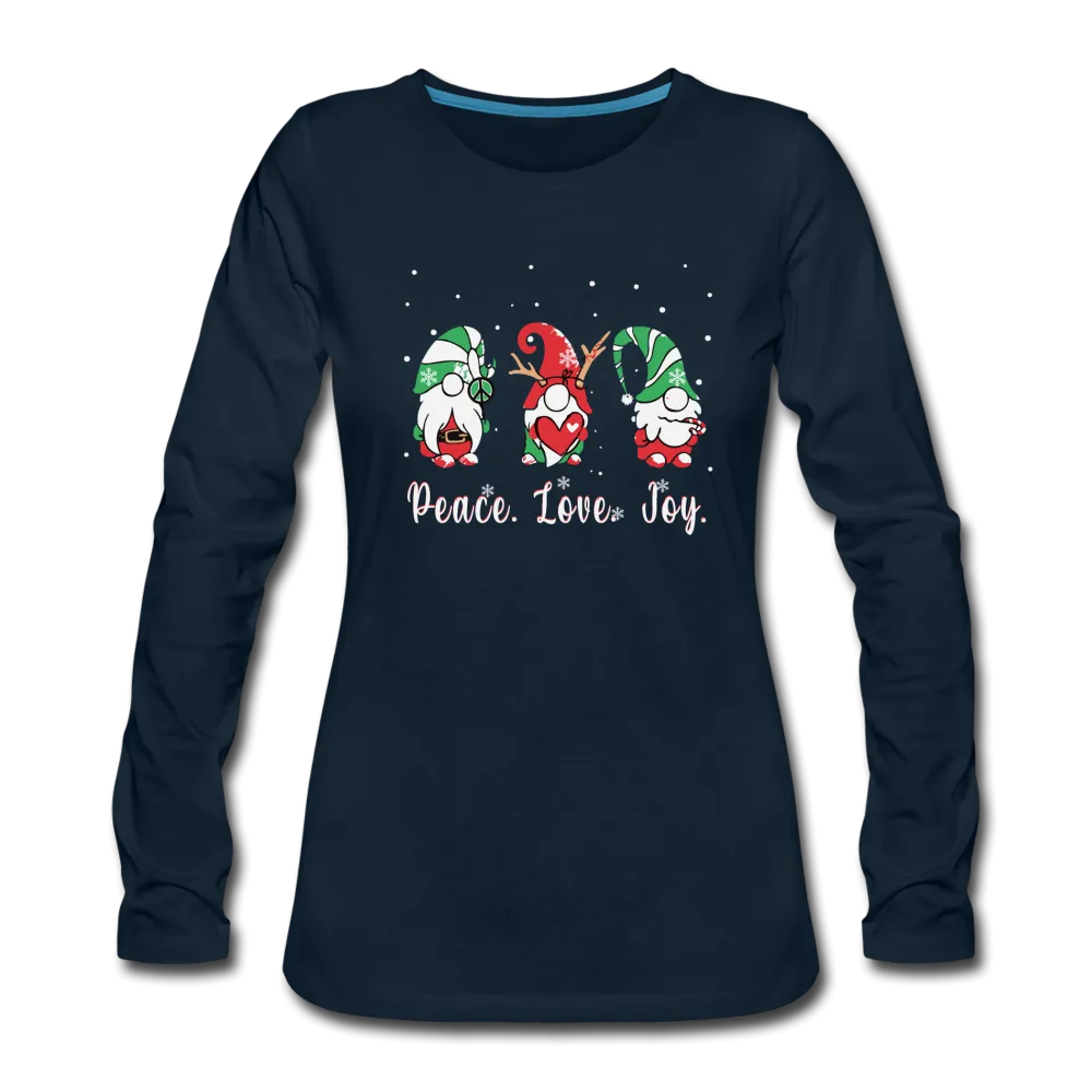 Gnomes- Peace- Love- Joy- Women's Premium Long Sleeve T-Shirt