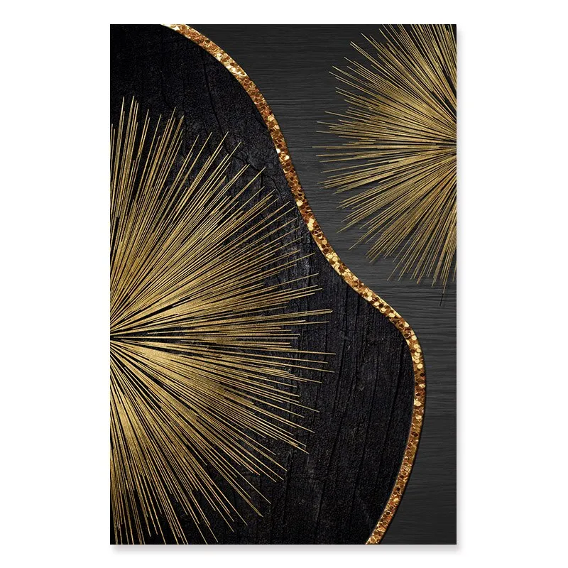 Golden Black Wood Tree Rings Wall Art Fine Art Canvas Prints Modern Abstract Pictures For Urban Loft Luxury Living Room Decor