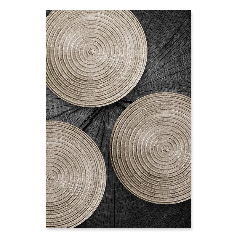 Golden Black Wood Tree Rings Wall Art Fine Art Canvas Prints Modern Abstract Pictures For Urban Loft Luxury Living Room Decor