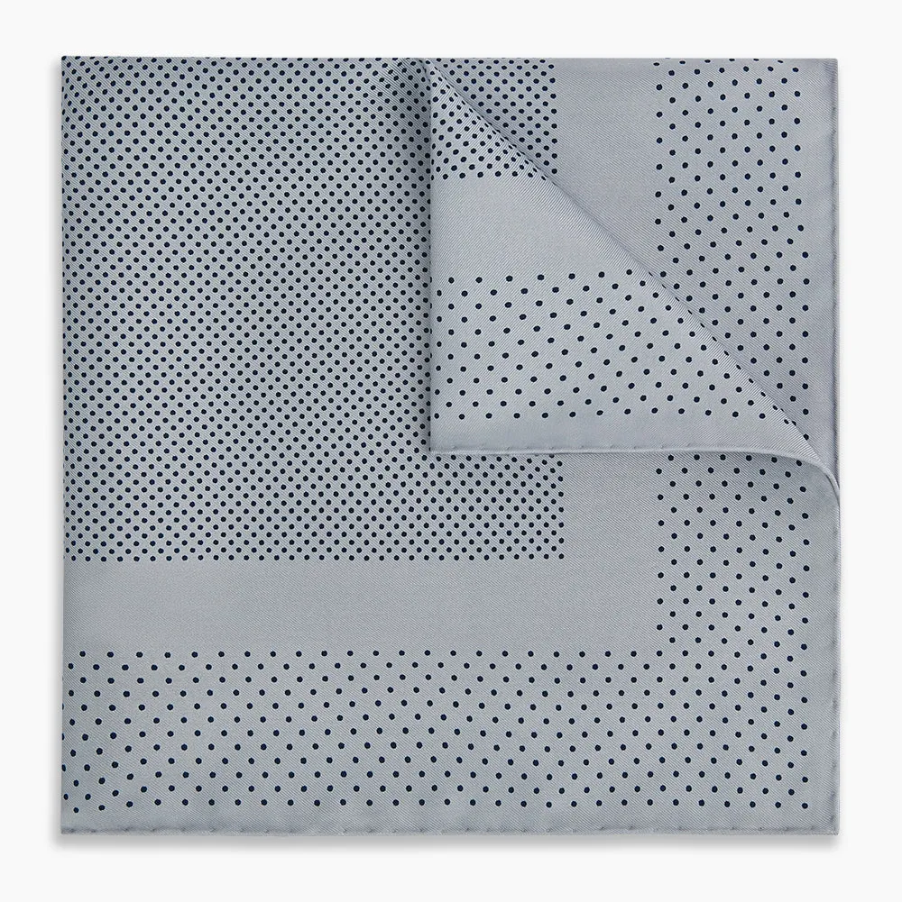 Grey Dot Silk Pocket Square