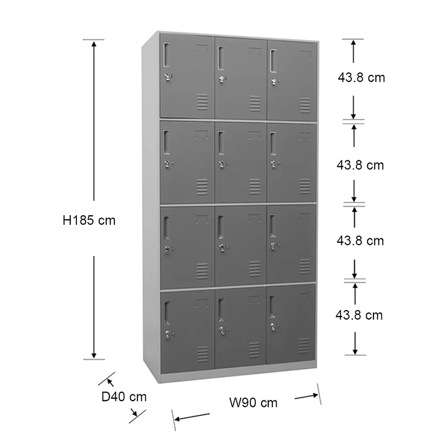 Heavy-Duty Hanley 12-Door Metal Locker - Durable Storage Solution for Schools, Gyms, and Workplaces