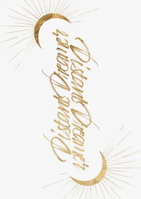 Law of Attraction Gratitude Quotes Gold Calligraphy Typography Wall Art Print 'Distant Dreamer'