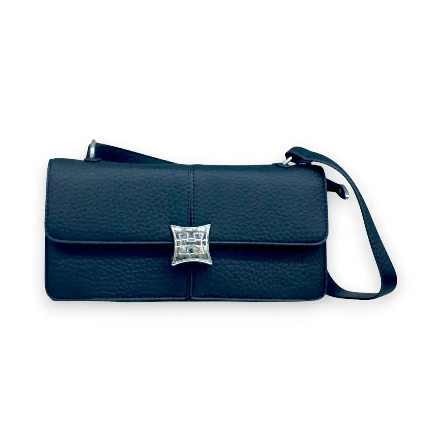 Leather Crossbody Bag with Square Center