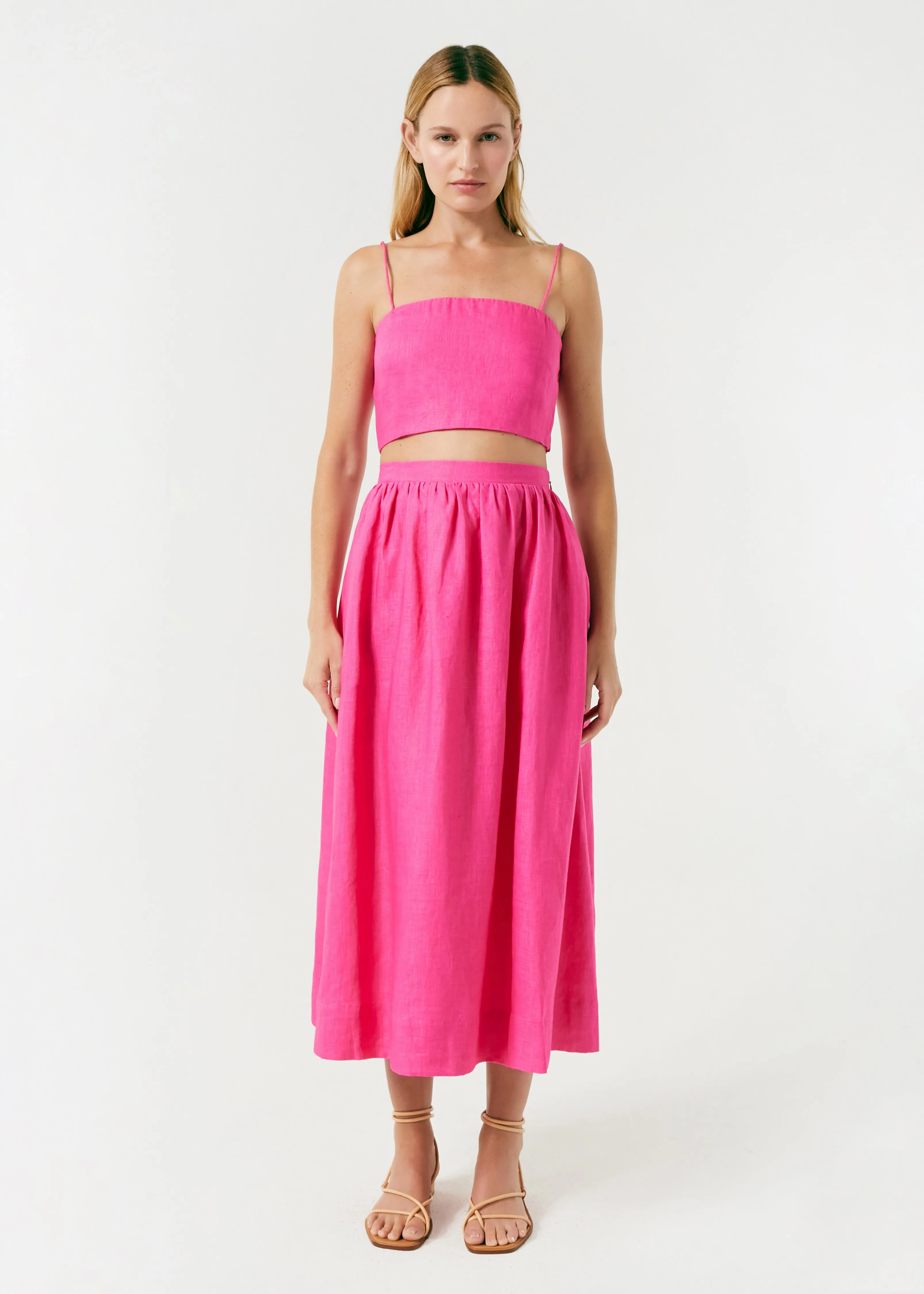 Linen Dina Top | Hot Pink