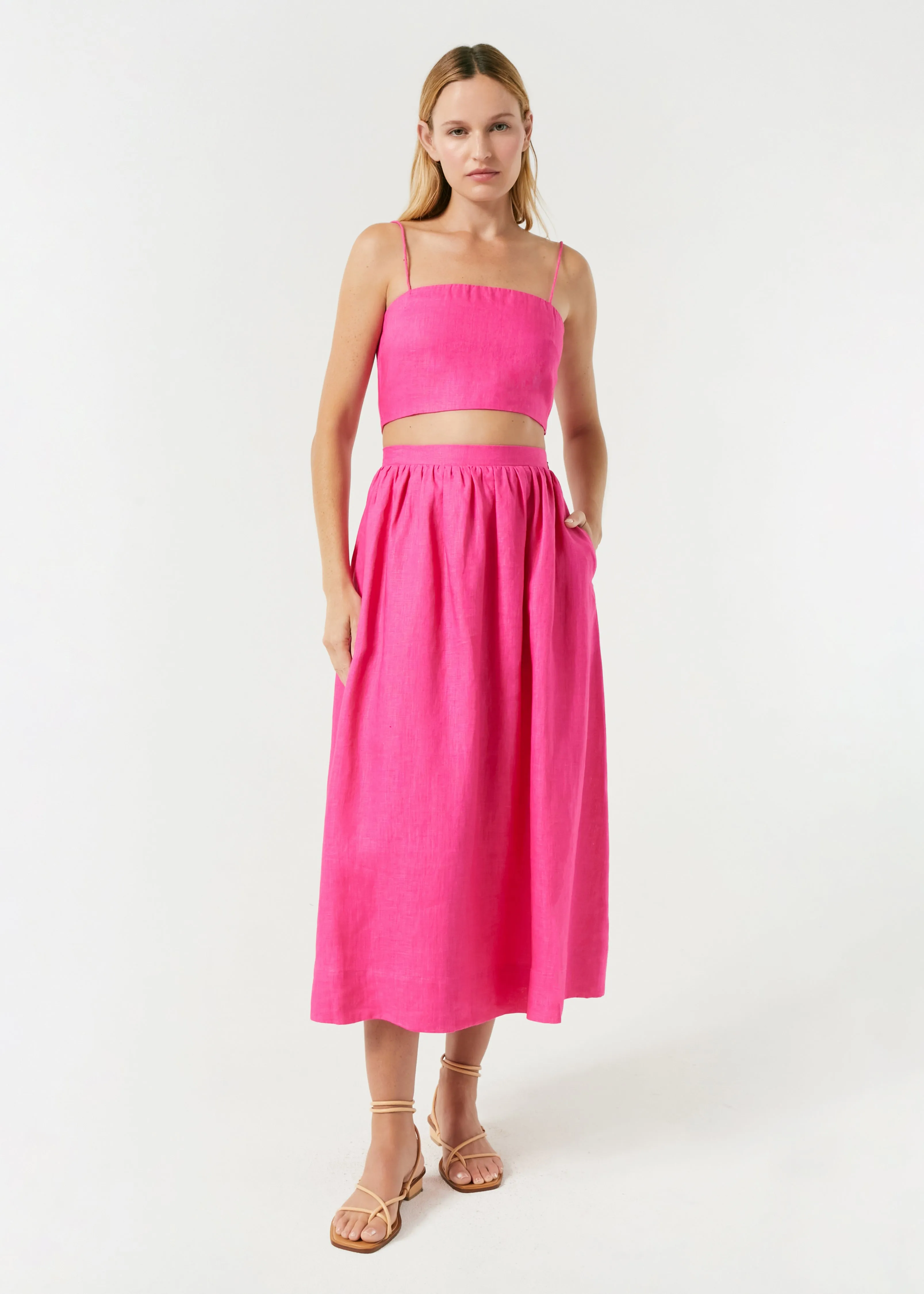 Linen Dina Top | Hot Pink