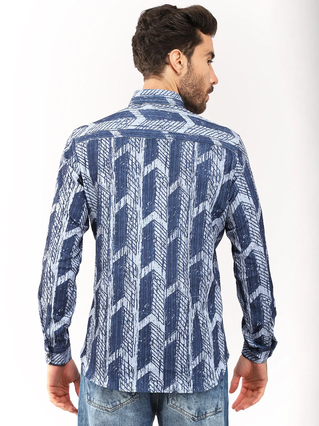 Multi Mosaic Motif Blue Shirt