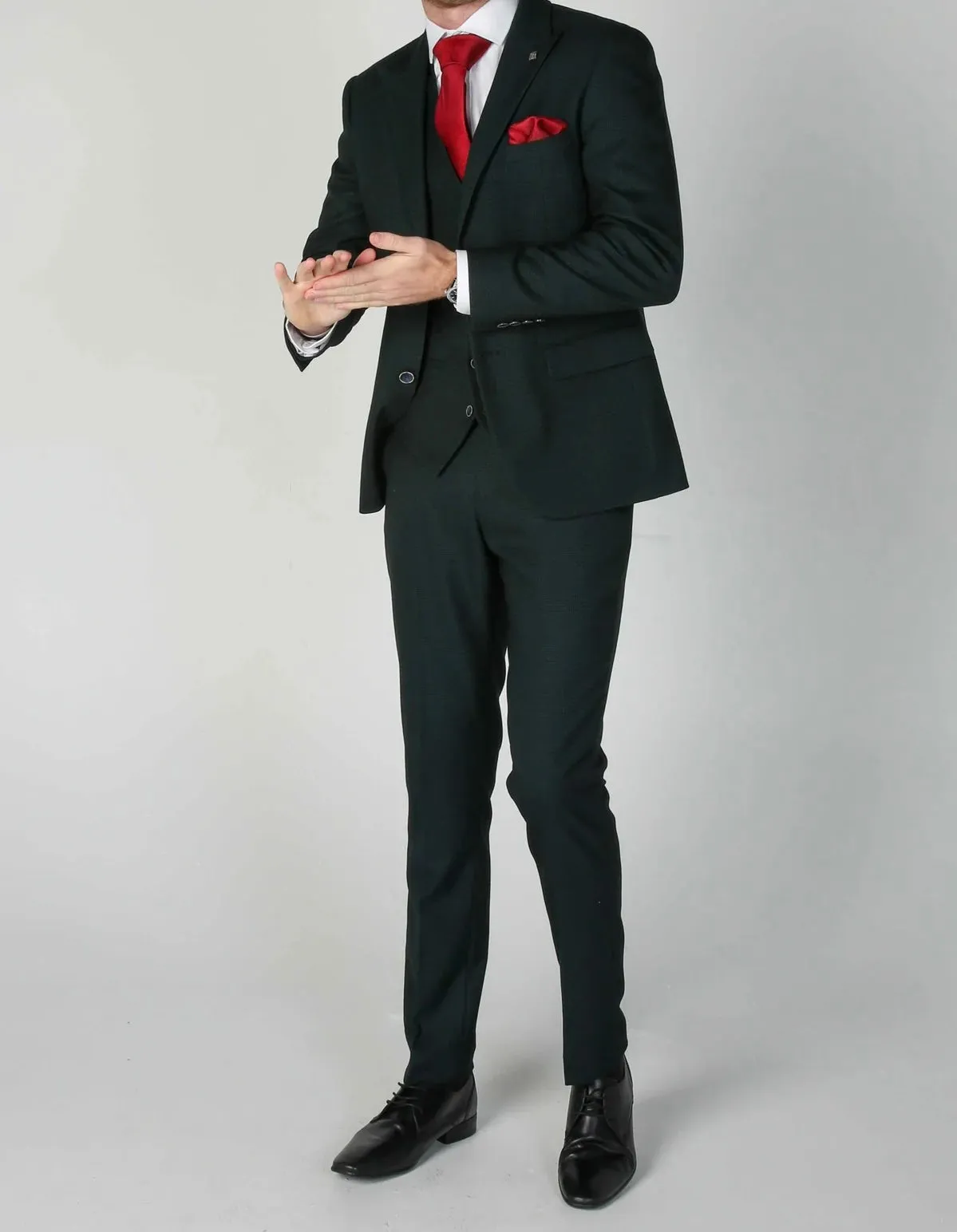 Paul Andrew Check Jasper Green 3Pc Suit