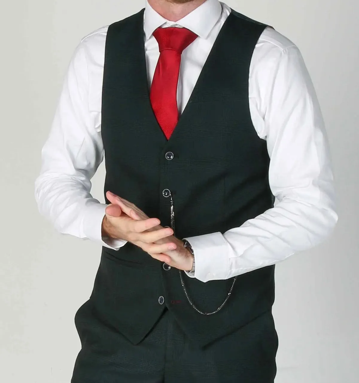 Paul Andrew Check Jasper Green 3Pc Suit