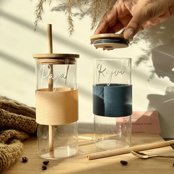Personalized Tumbler with Bamboo Lid and Straw