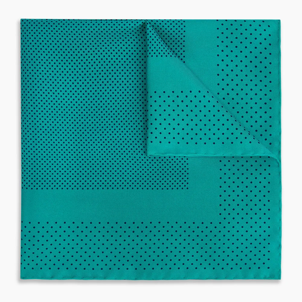 Petrol Green Dot Silk Pocket Square