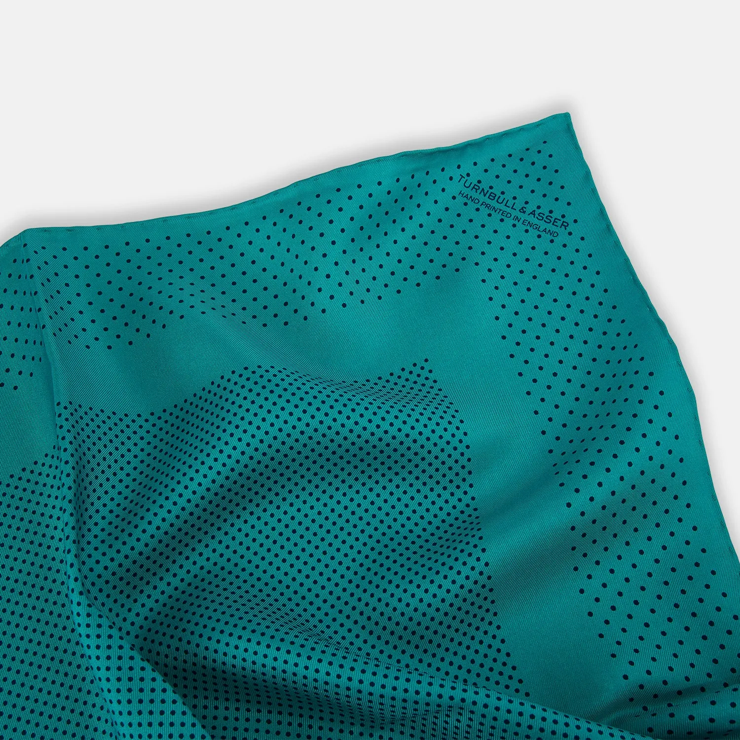 Petrol Green Dot Silk Pocket Square
