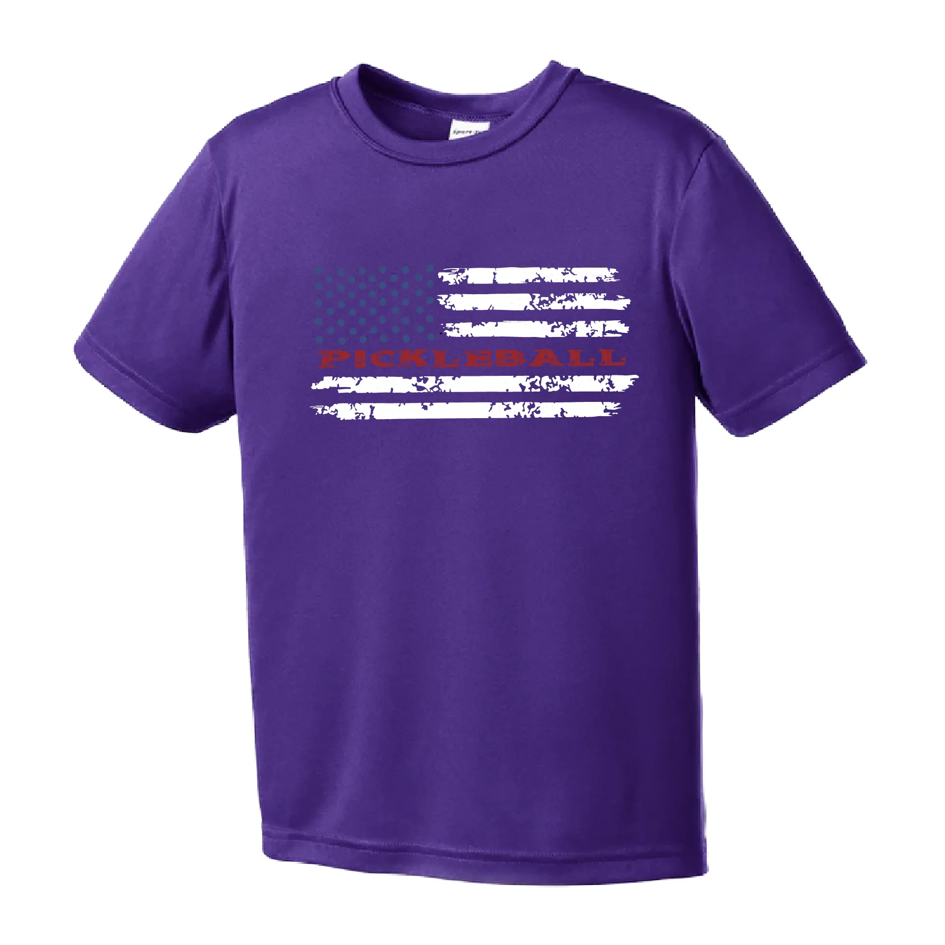 Pickleball Flag (Horizontal) | Youth Short Sleeve Athletic Shirt | 100% Polyester