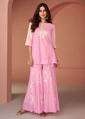 Pink Cotton Silk Party Wear Indo-Western Co-Ords Set