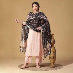 Pink Woven Design Unstitched Suit Co-ords Set